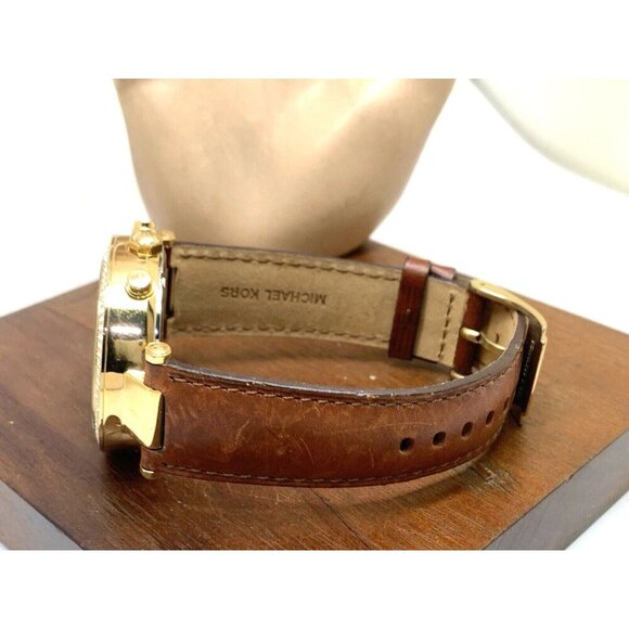 Michael Kors Women's Watch MK2249 Parker Quartz Gold Dial Leather Band 39mm - Picture 8 of 13